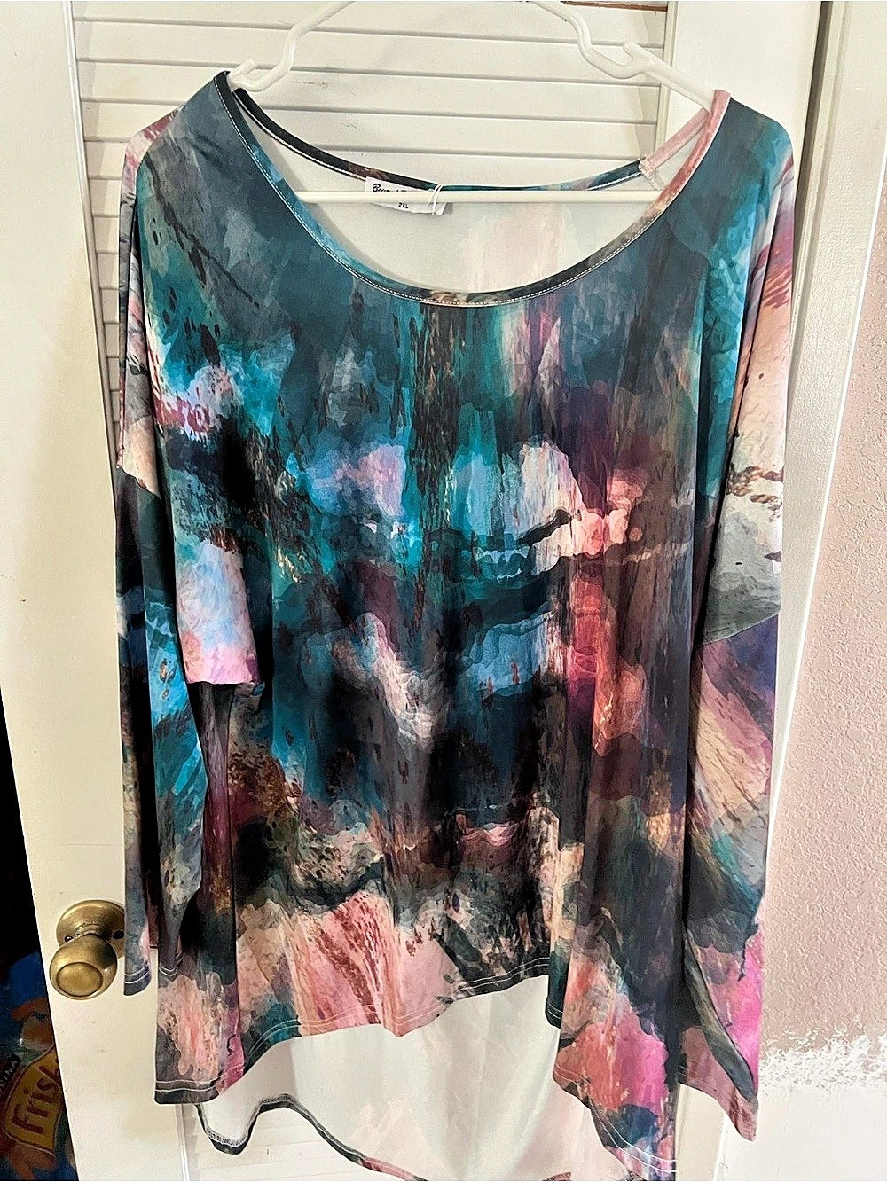 Beyond This Place Abstract Tunic in Blue & Pink 2XL NWT